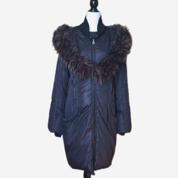 GUESS BY MARCIANO JAYDE Down Puffer Coat Jet Black SIZE LARGE - Picture 1 of 14